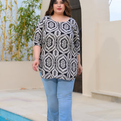 Women’s Stylish Rayon Monochrome Pattern Top (Plus Size)