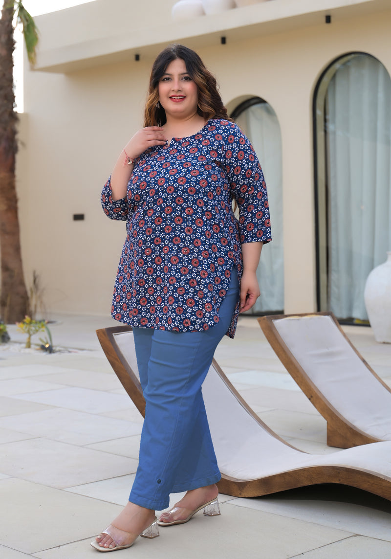Women’s Multicolour Printed Rayon Everyday Comfort Top (Plus Size)