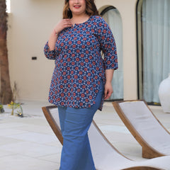 Women’s Multicolour Printed Rayon Everyday Comfort Top (Plus Size)