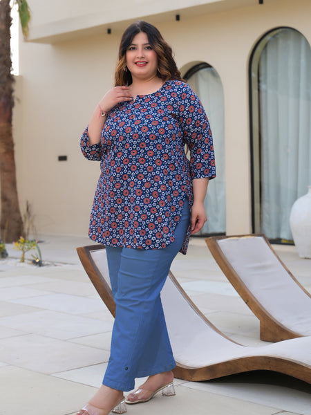 Women’s Multicolour Printed Rayon Everyday Comfort Top (Plus Size)