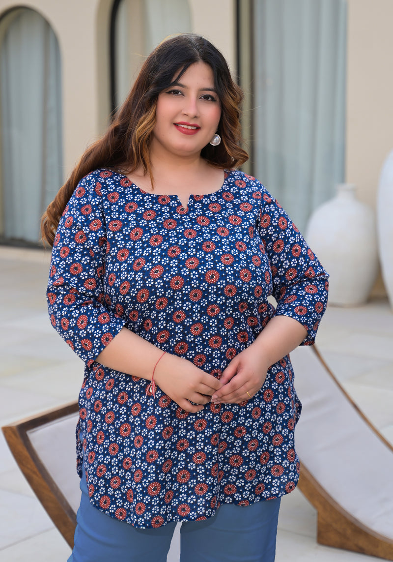 Women’s Multicolour Printed Rayon Everyday Comfort Top (Plus Size)