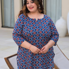 Women’s Multicolour Printed Rayon Everyday Comfort Top (Plus Size)