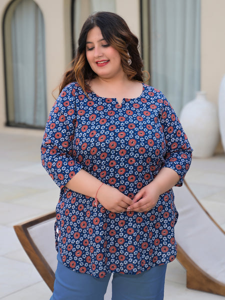 Women’s Multicolour Printed Rayon Everyday Comfort Top (Plus Size)