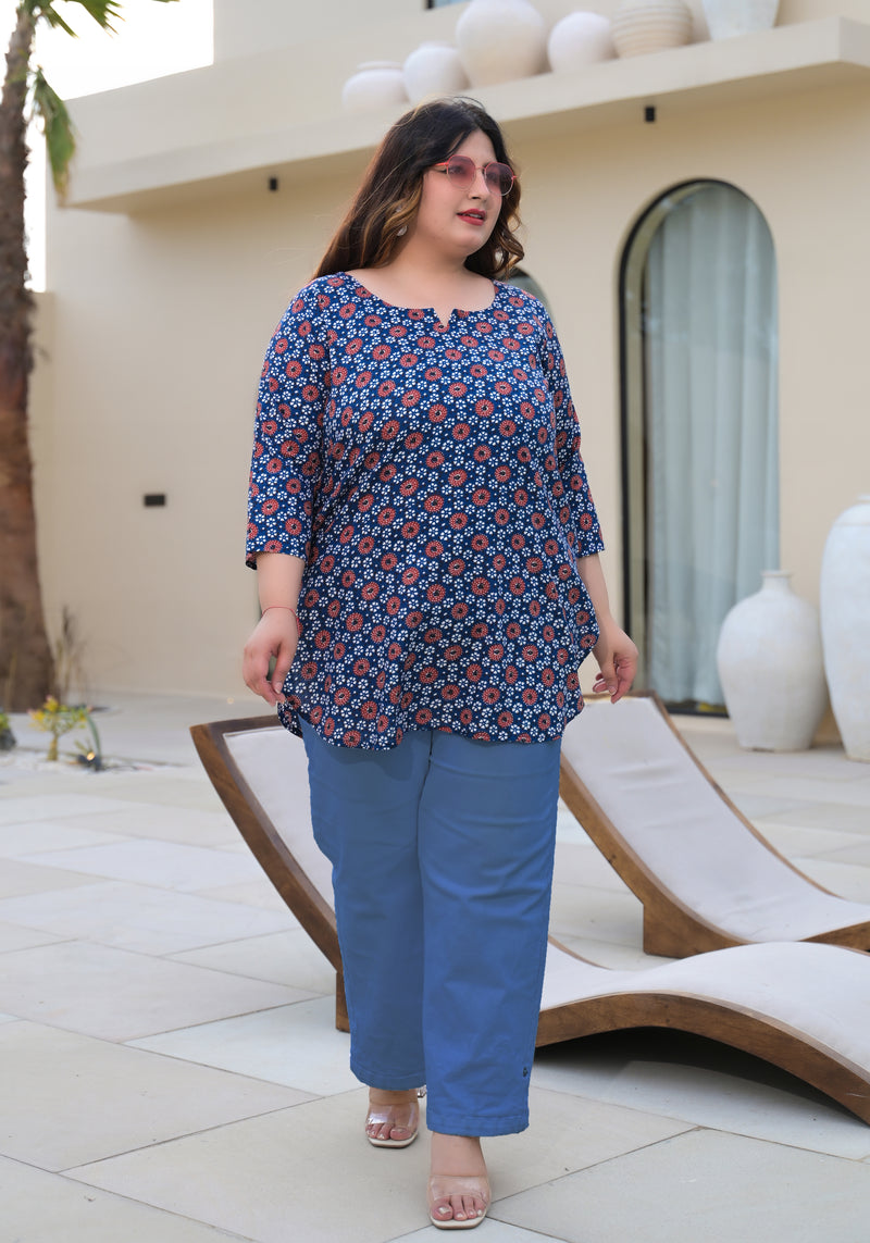 Women’s Multicolour Printed Rayon Everyday Comfort Top (Plus Size)