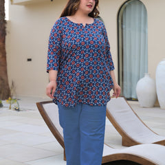 Women’s Multicolour Printed Rayon Everyday Comfort Top (Plus Size)