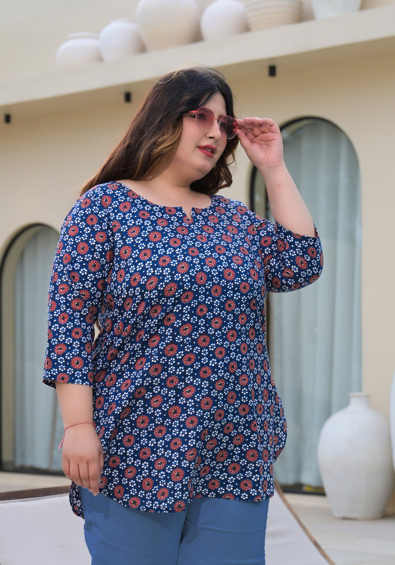 Women’s Multicolour Printed Rayon Everyday Comfort Top (Plus Size)