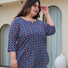 Women’s Multicolour Printed Rayon Everyday Comfort Top (Plus Size)