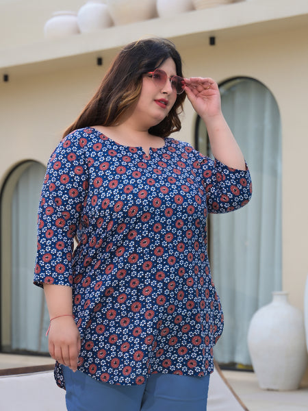 Women’s Multicolour Printed Rayon Everyday Comfort Top (Plus Size)
