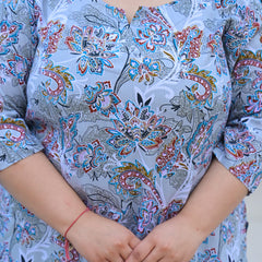Women’s Grey Floral Printed Rayon Comfort Top (Plus Size)