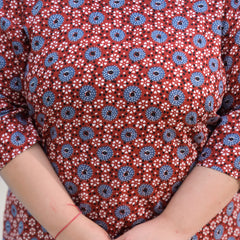 Women’s Maroon & Blue Printed Rayon Everyday Top (Plus Size)