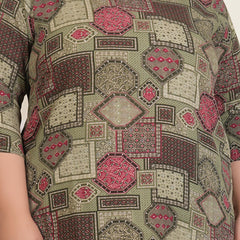 Women’s Elegant Light Green Rayon Printed Top (Plus Size)