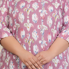 Women’s Light Pink Ikat Printed Rayon Top (Plus Size)