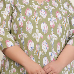Light Green Abstract Print Rayon Casual Top (Plus Size)
