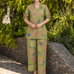 Green Co-Ord Set with Palazzo Pant