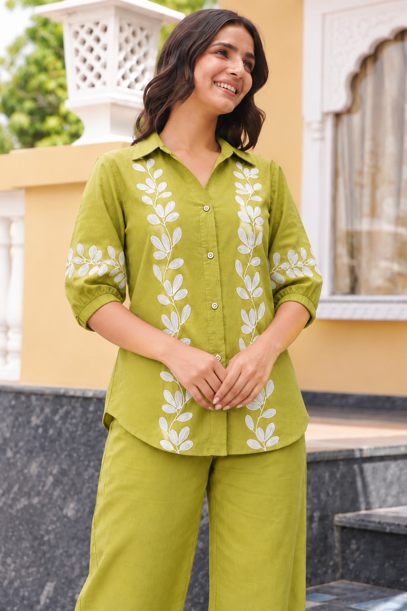 Embroidered Cotton Co-Ord Set For Women