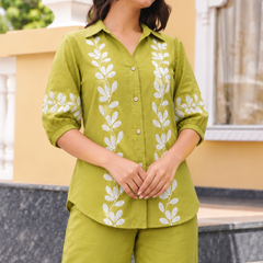 Embroidered Cotton Co-Ord Set For Women