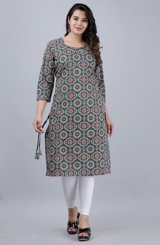 Mandala Bloom Green Kurti