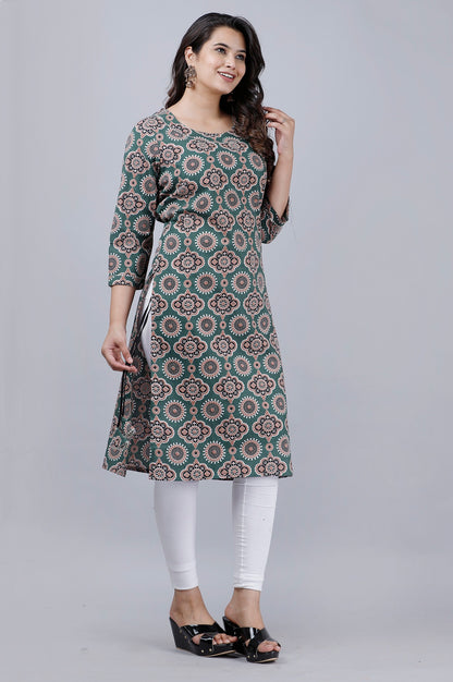 Mandala Bloom Green Kurti