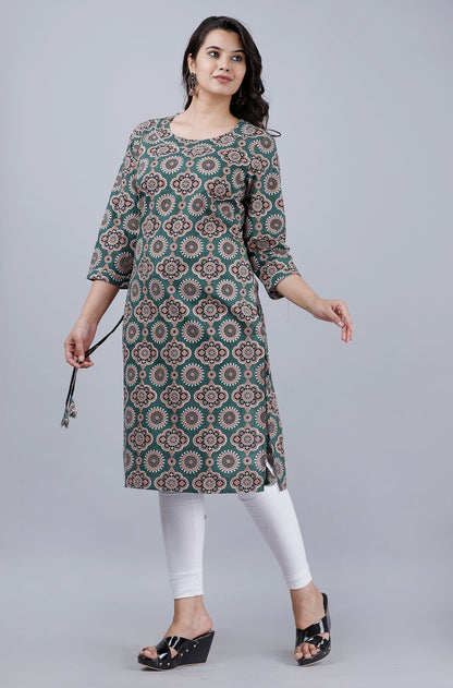 Mandala Bloom Green Kurti