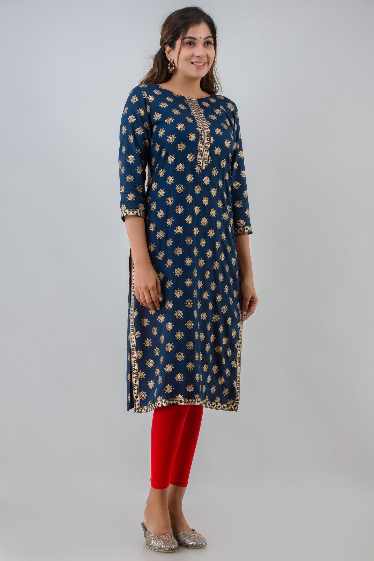 Golden Motifs Navy Kurta