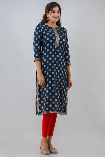 Golden Motifs Navy Kurta