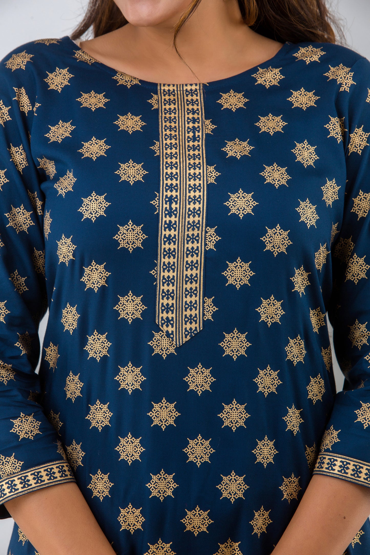 Golden Motifs Navy Kurta