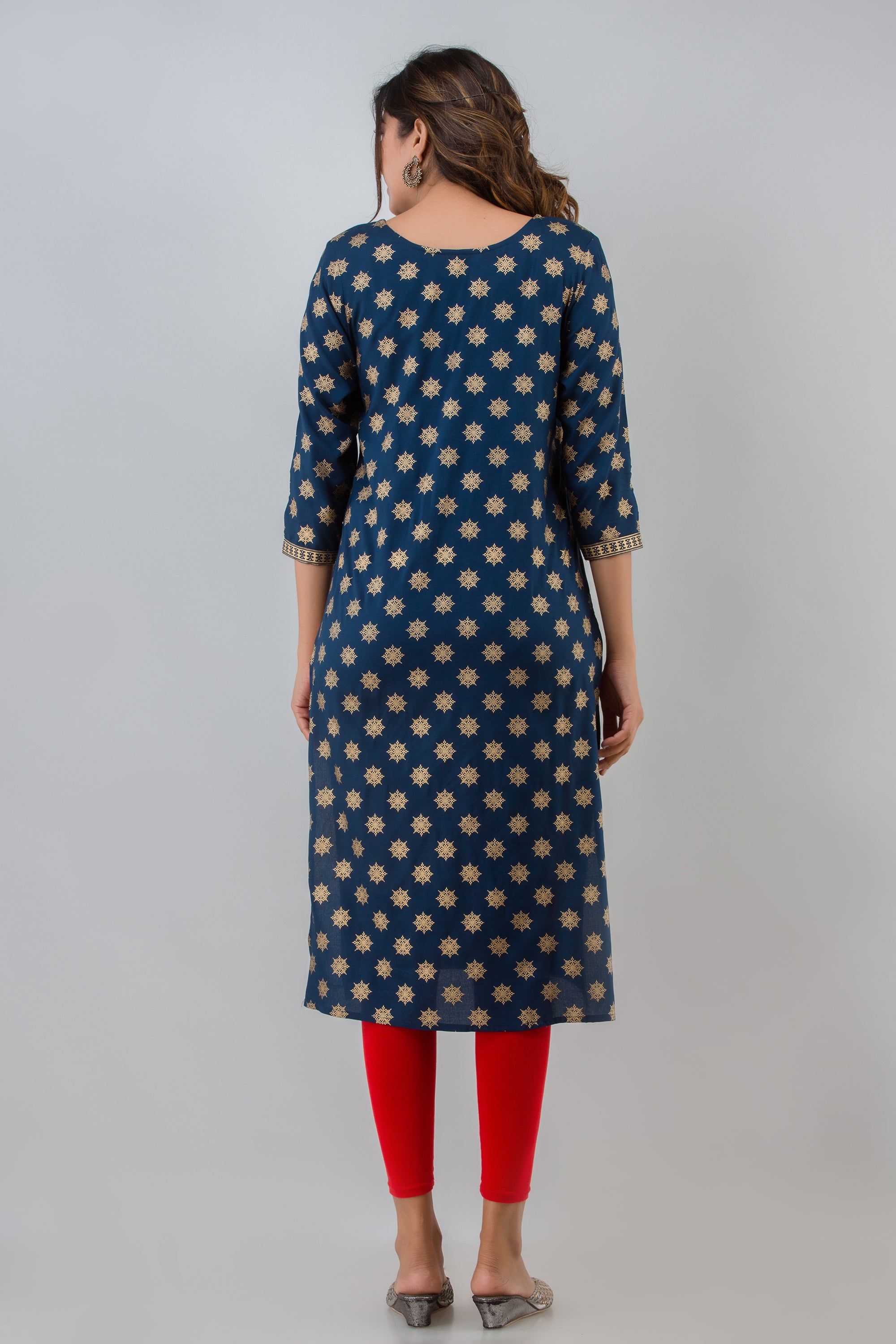 Golden Motifs Navy Kurta