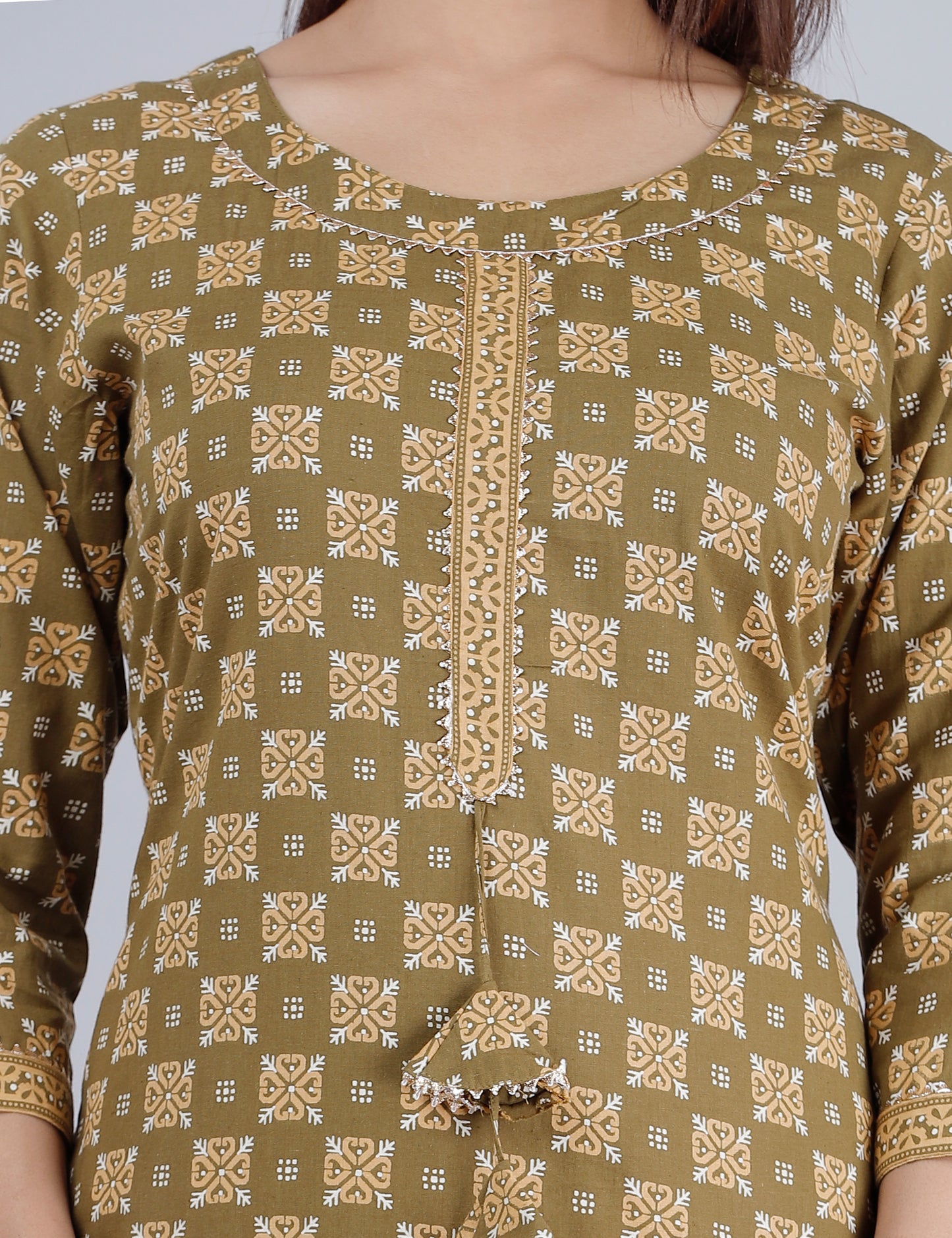 Ajrakh Green Straight Kurta