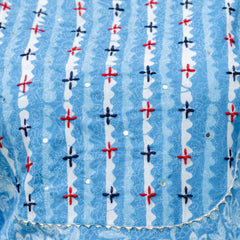 Sky Blue Cotton Printed Kurta Pant Dupatta Set (Plus Size)