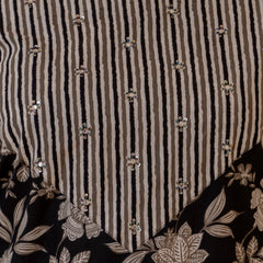 Black Cotton Printed Kurta Pant Dupatta Set (Plus Size)