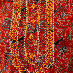 Red Printed Cotton Kurta Pant Dupatta Set for Women (Plus Size)