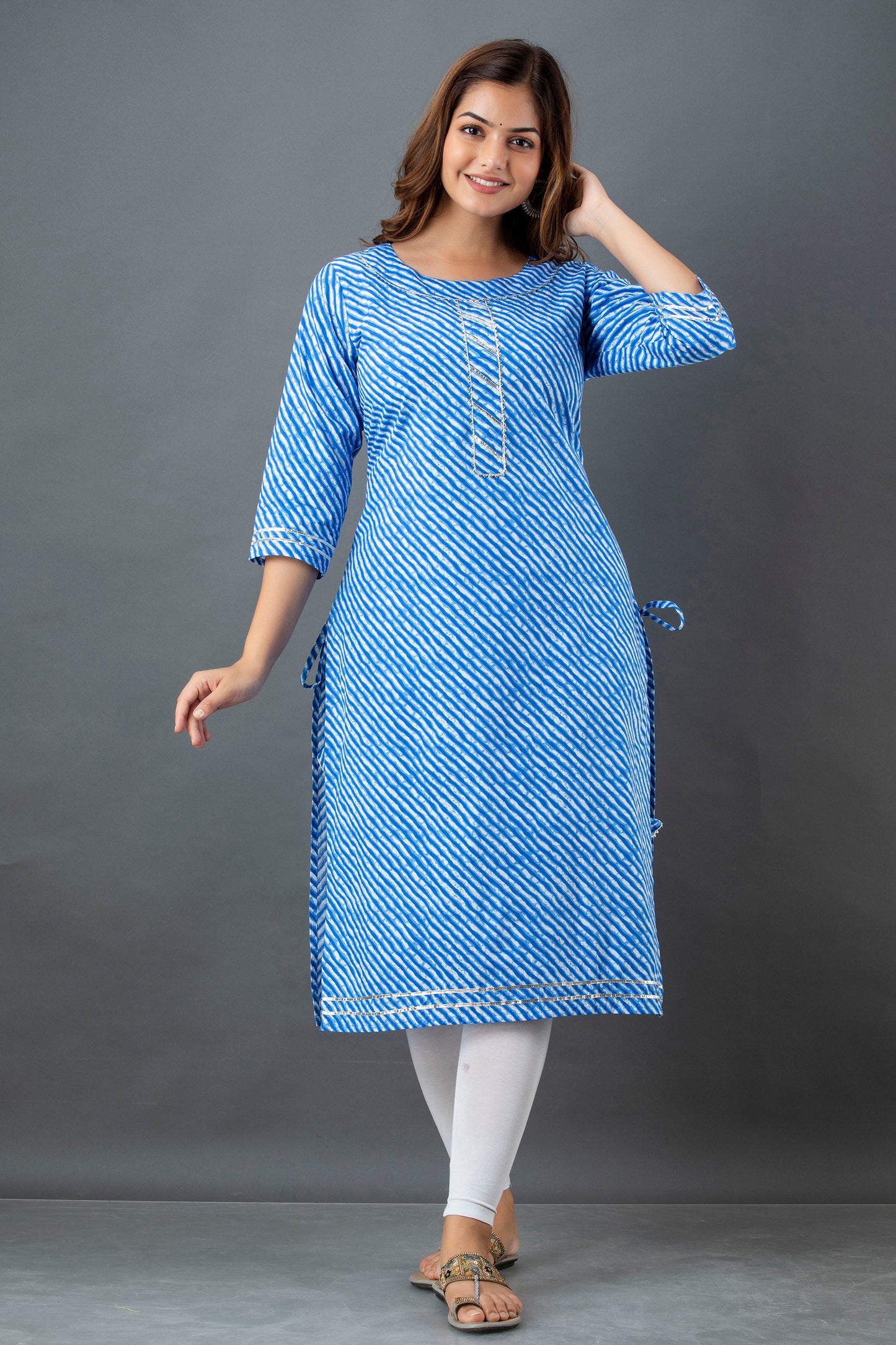 Sky Blossom Lehariya Kurta