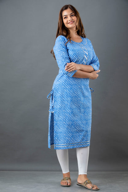 Sky Blossom Lehariya Kurta