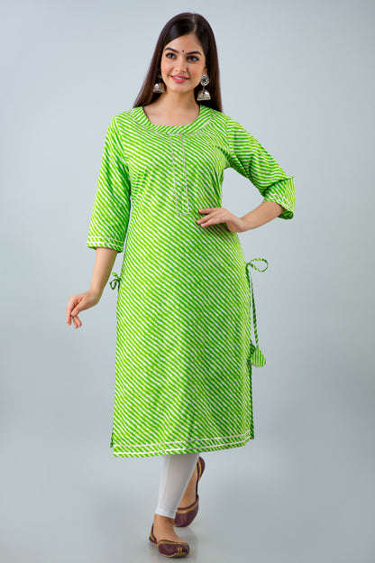 Green Lehariya Kurta