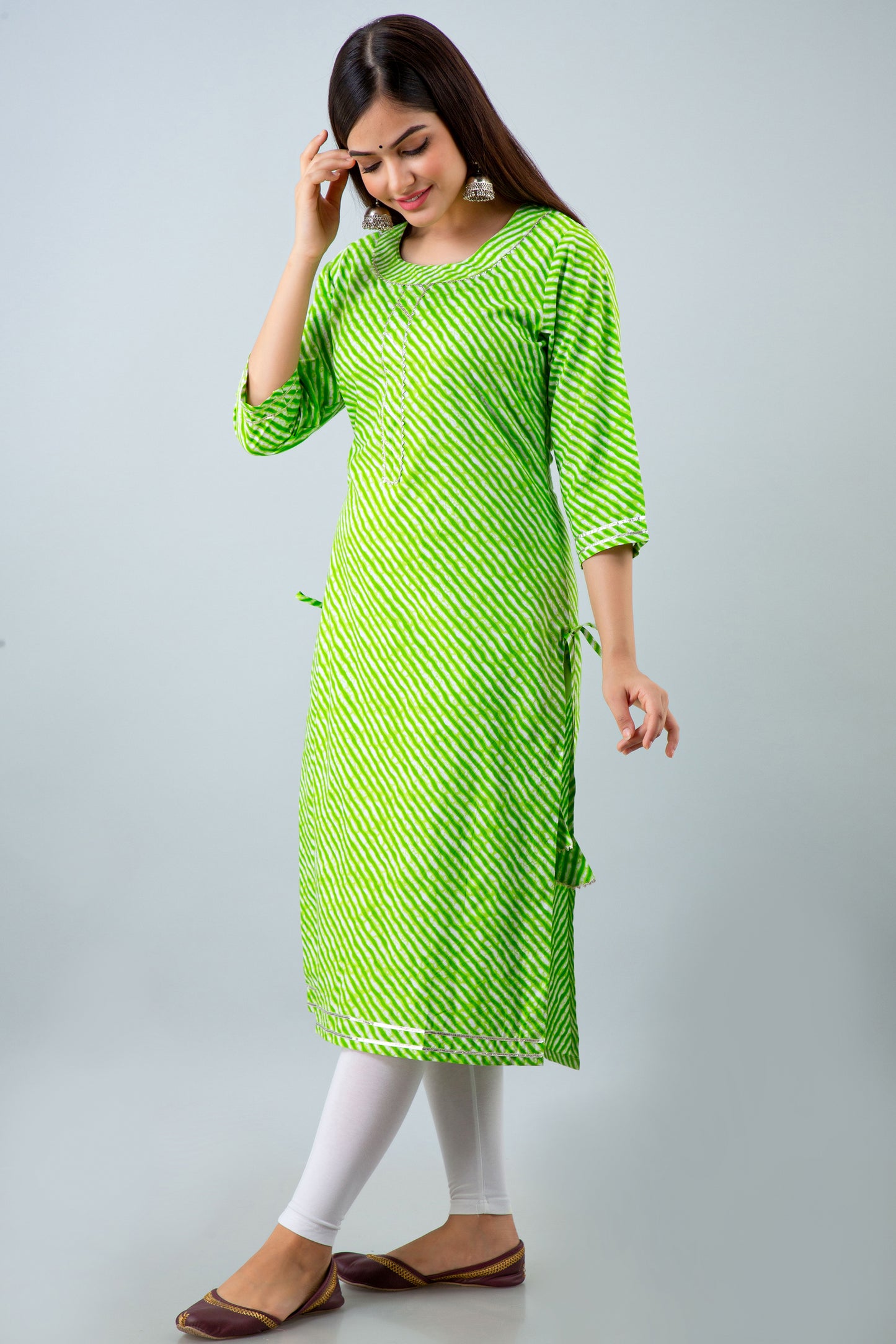 Green Lehariya Kurta