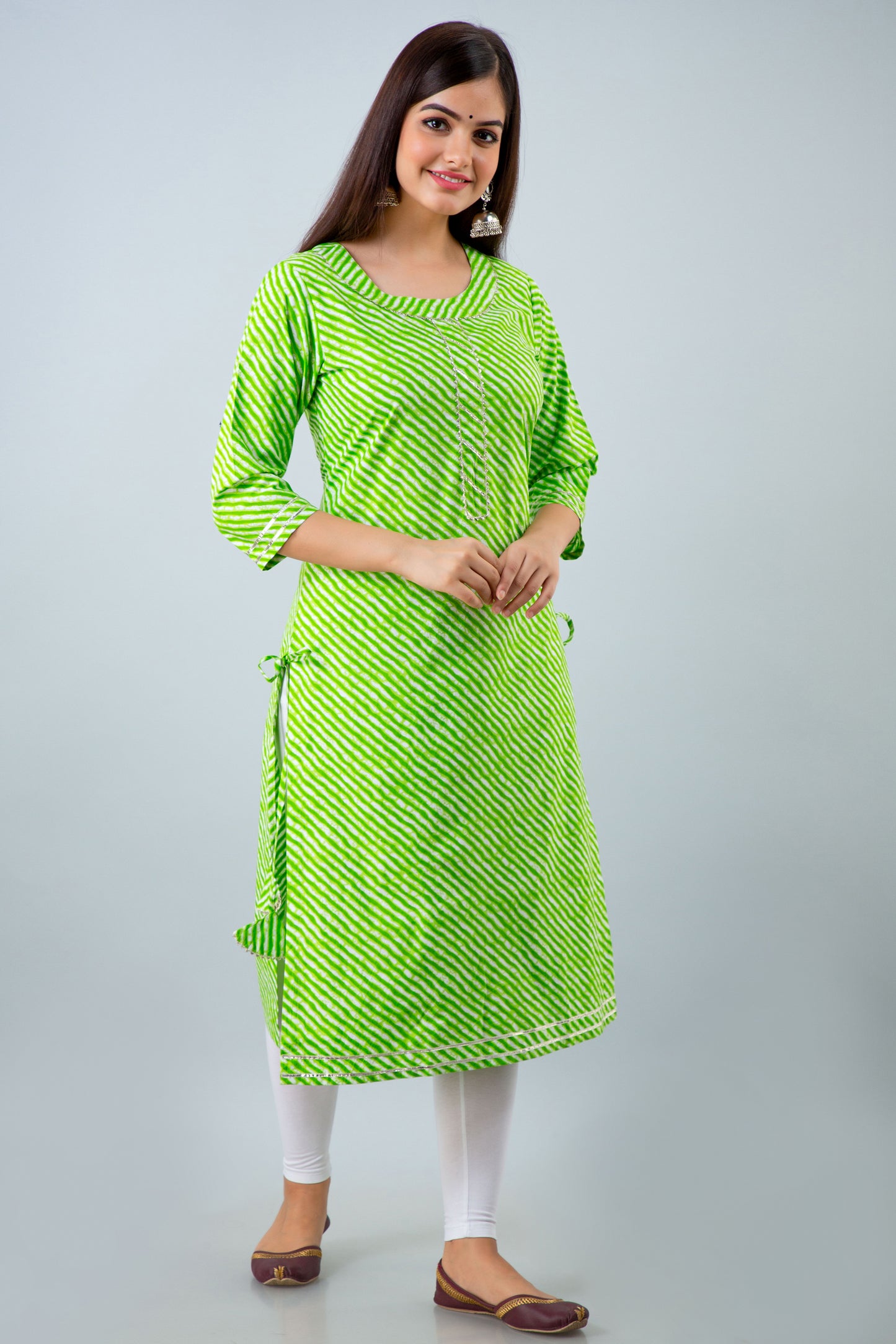 Green Lehariya Kurta