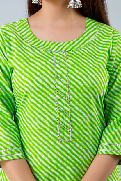 Green Lehariya Kurta