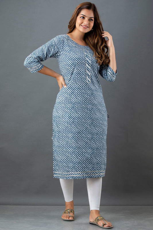 Grey Lehariya Kurta