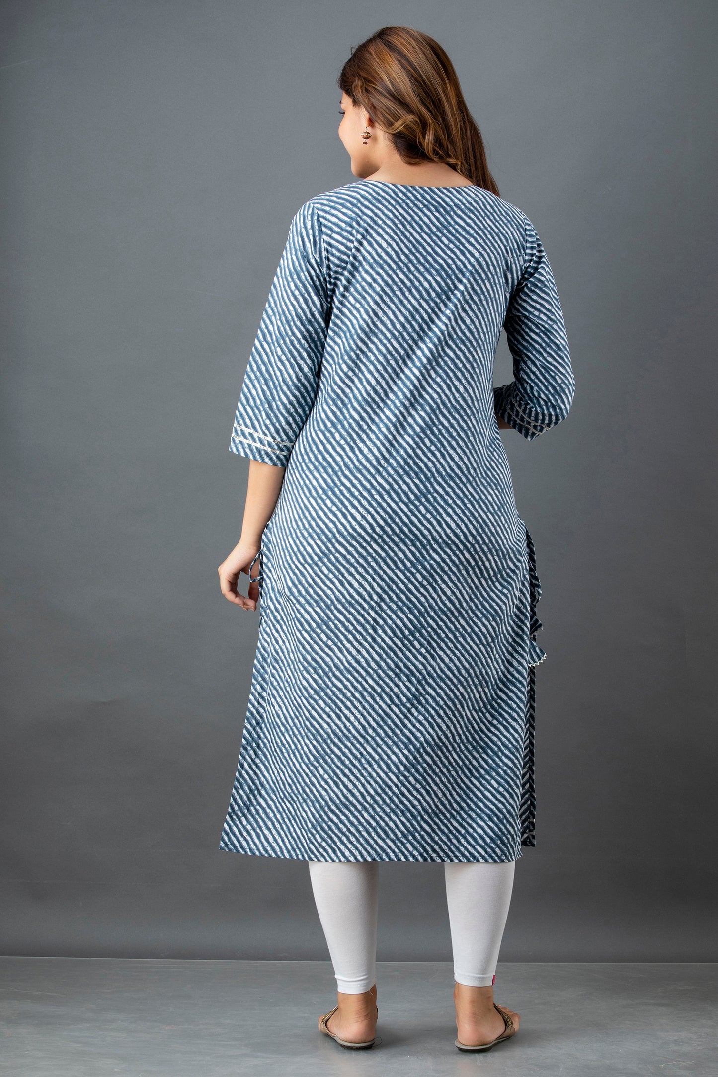 Grey Lehariya Kurta