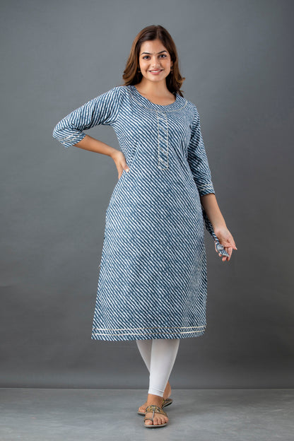 Grey Lehariya Kurta