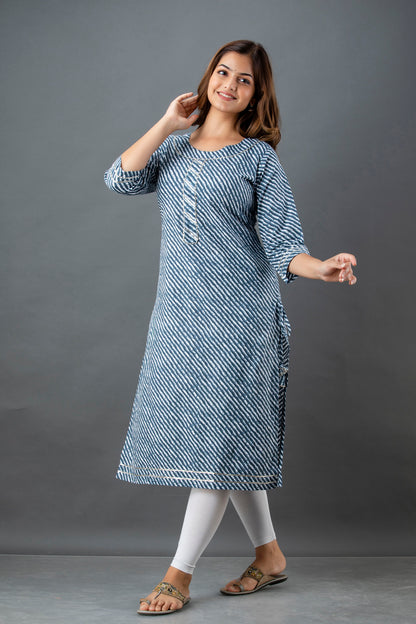 Grey Lehariya Kurta