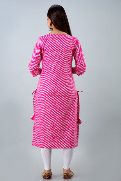 Pink Lehariya Kurta