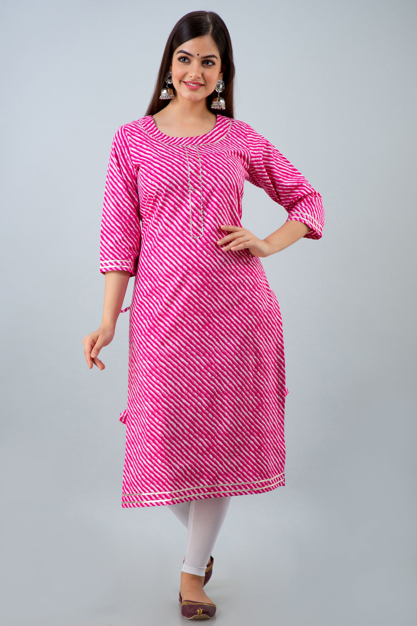 Pink Lehariya Kurta