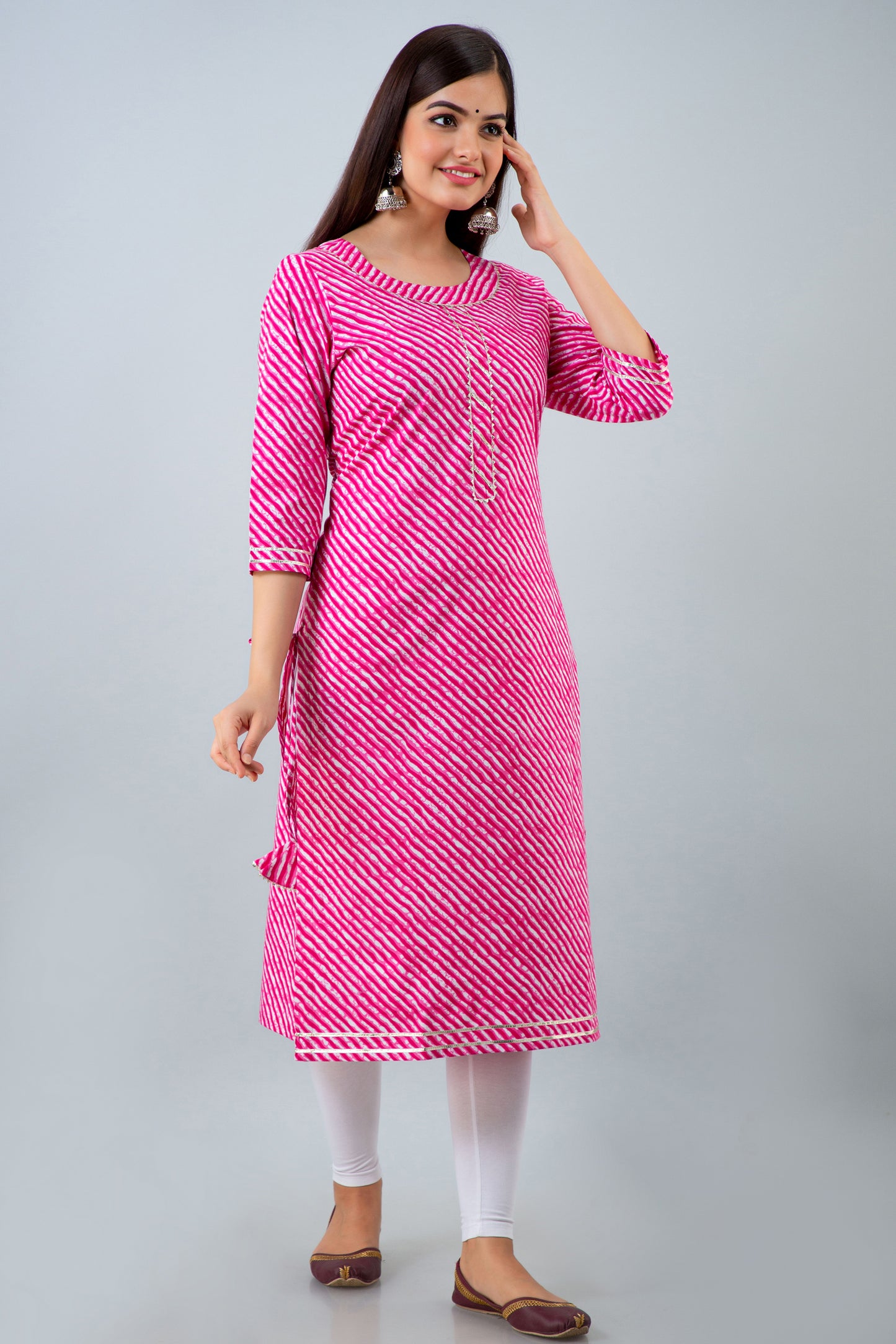 Pink Lehariya Kurta