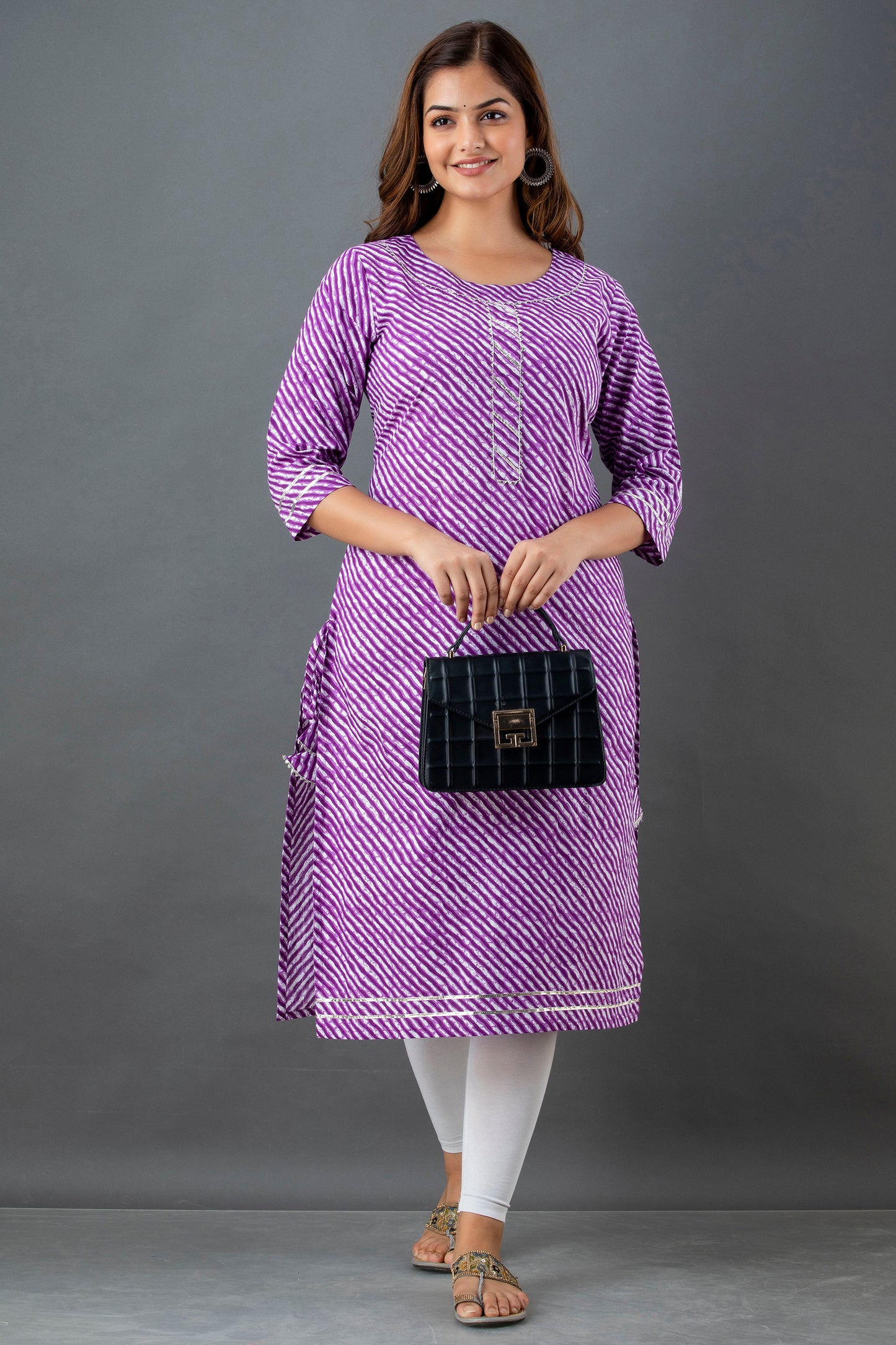 Purple Lehariya Kurta