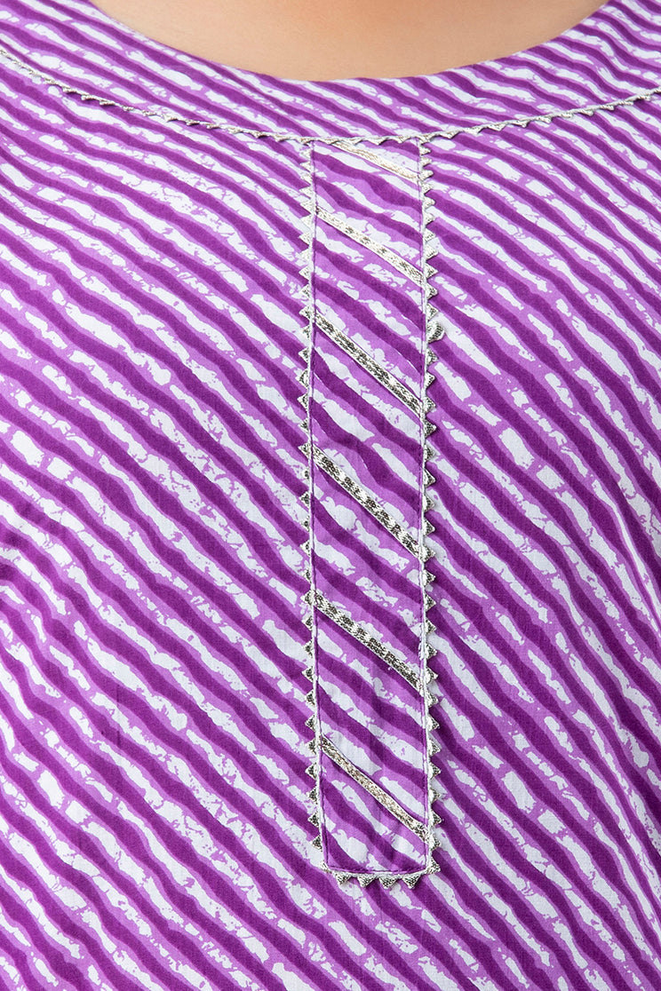 Purple Lehariya Kurta