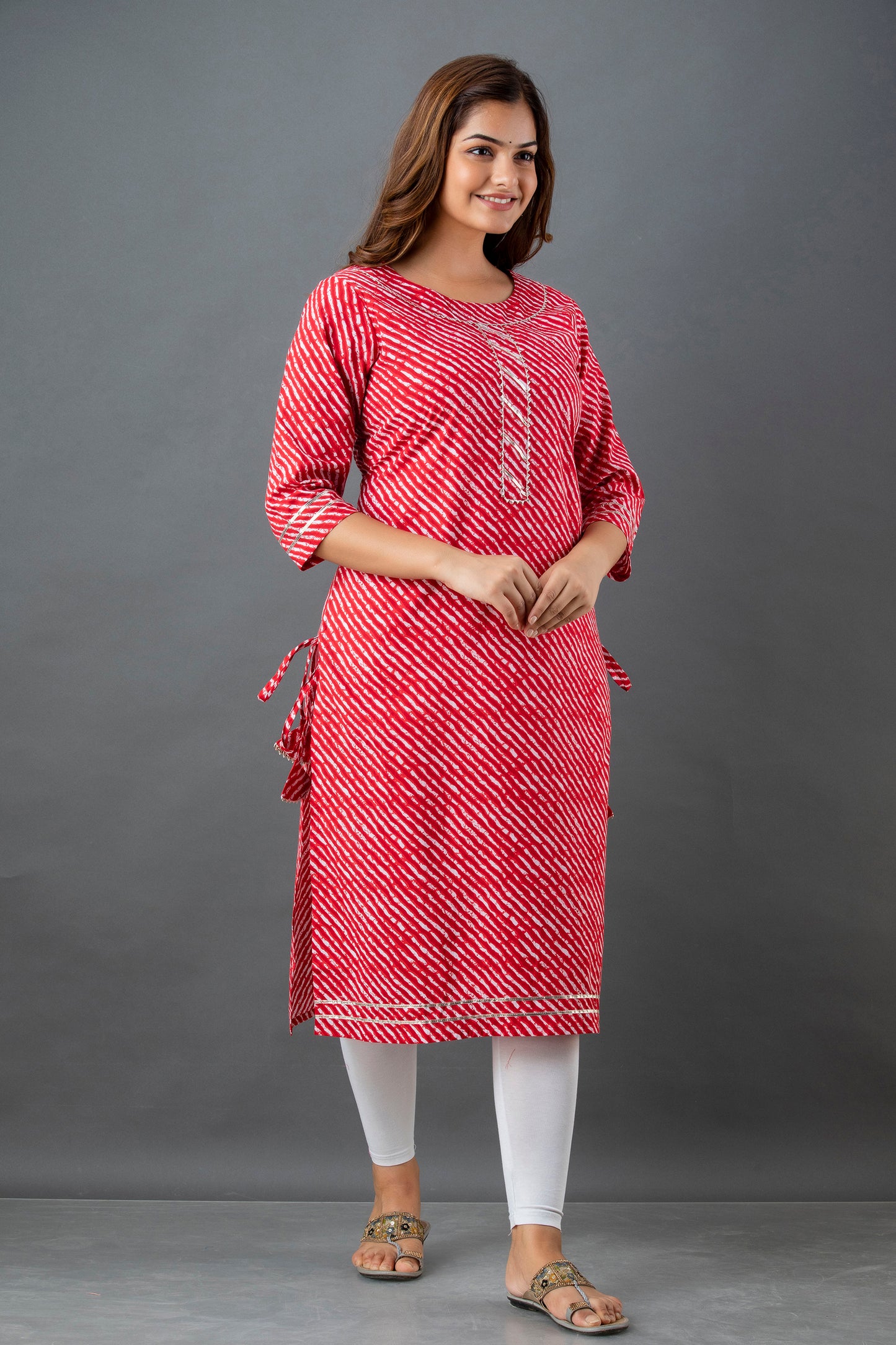 Red Lehariya Kurta