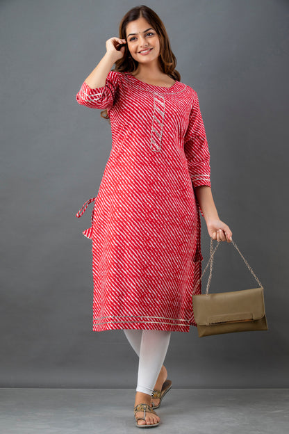 Red Lehariya Kurta