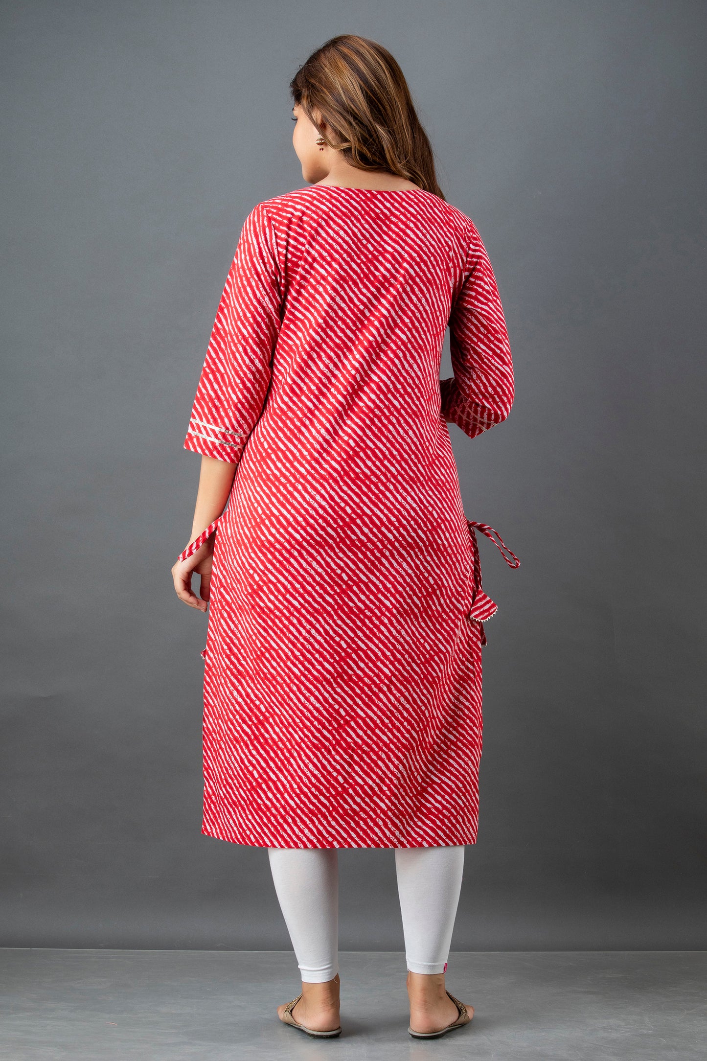 Red Lehariya Kurta