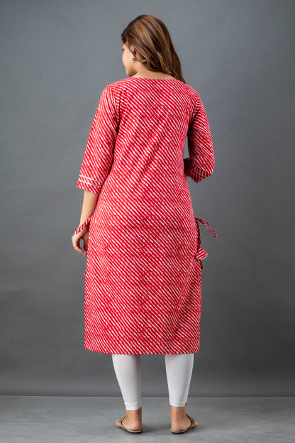 Red Lehariya Kurta